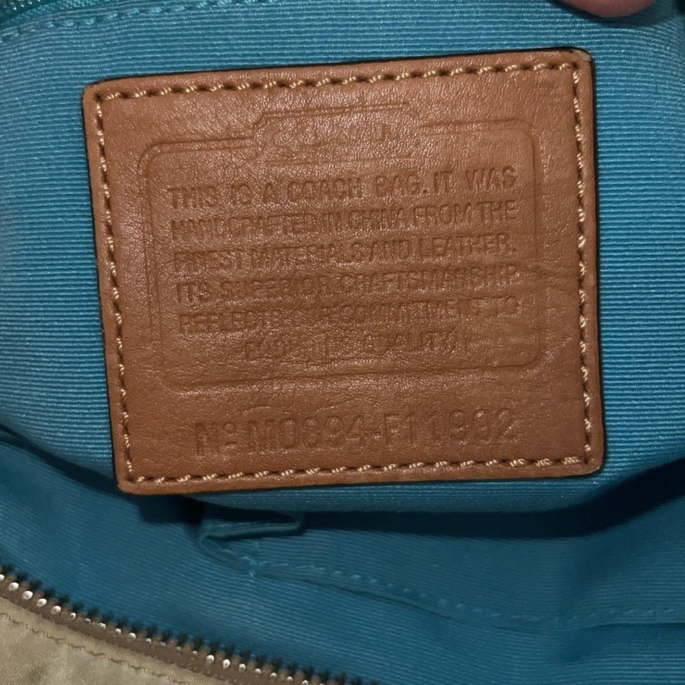 Coach Hampton Gold Blue Leather Small Tote Bag F11992 - Picture 9 of 10